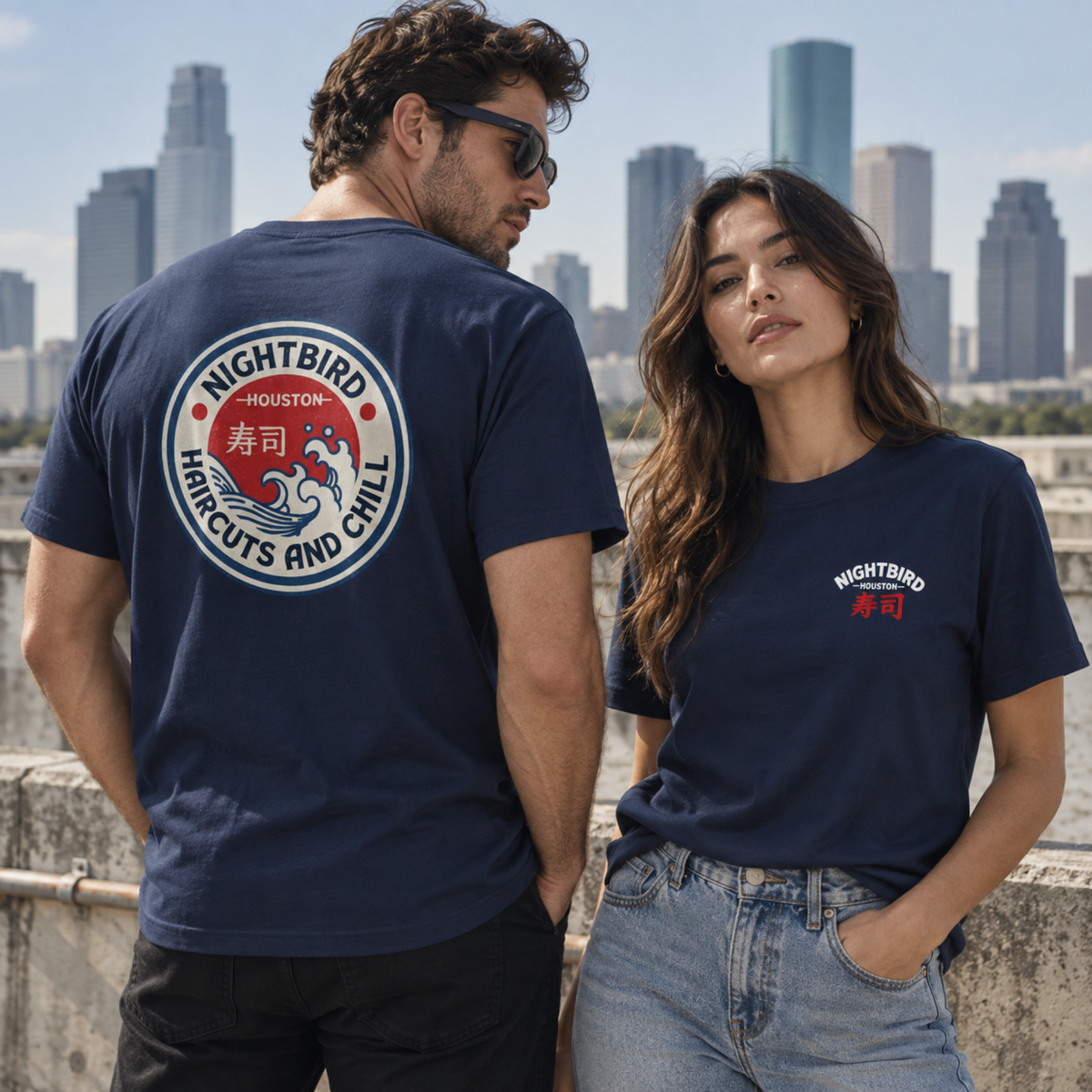 The Nightbird Haircuts & Chill Tee - Navy