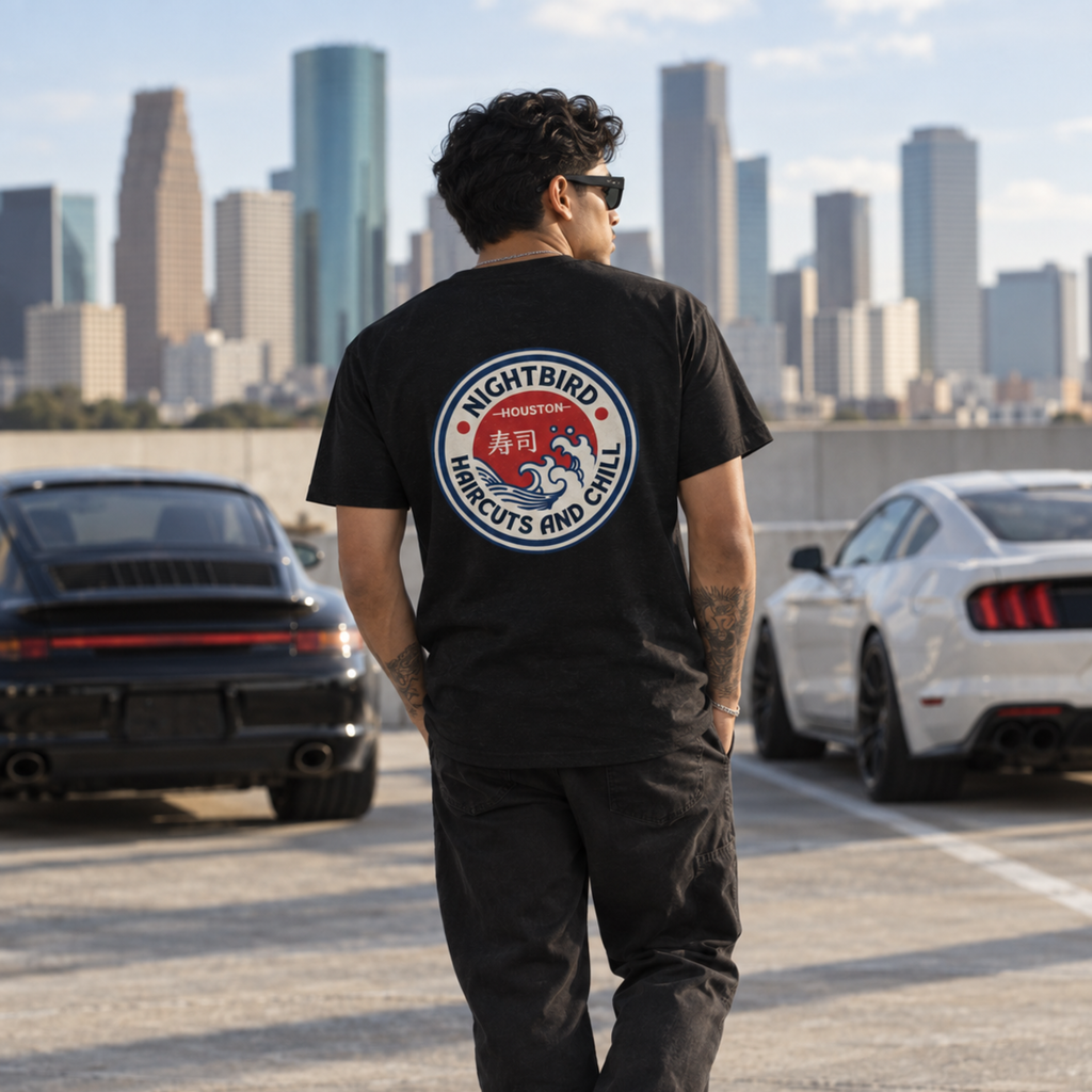 The Nightbird Haircuts & Chill Tee - Black