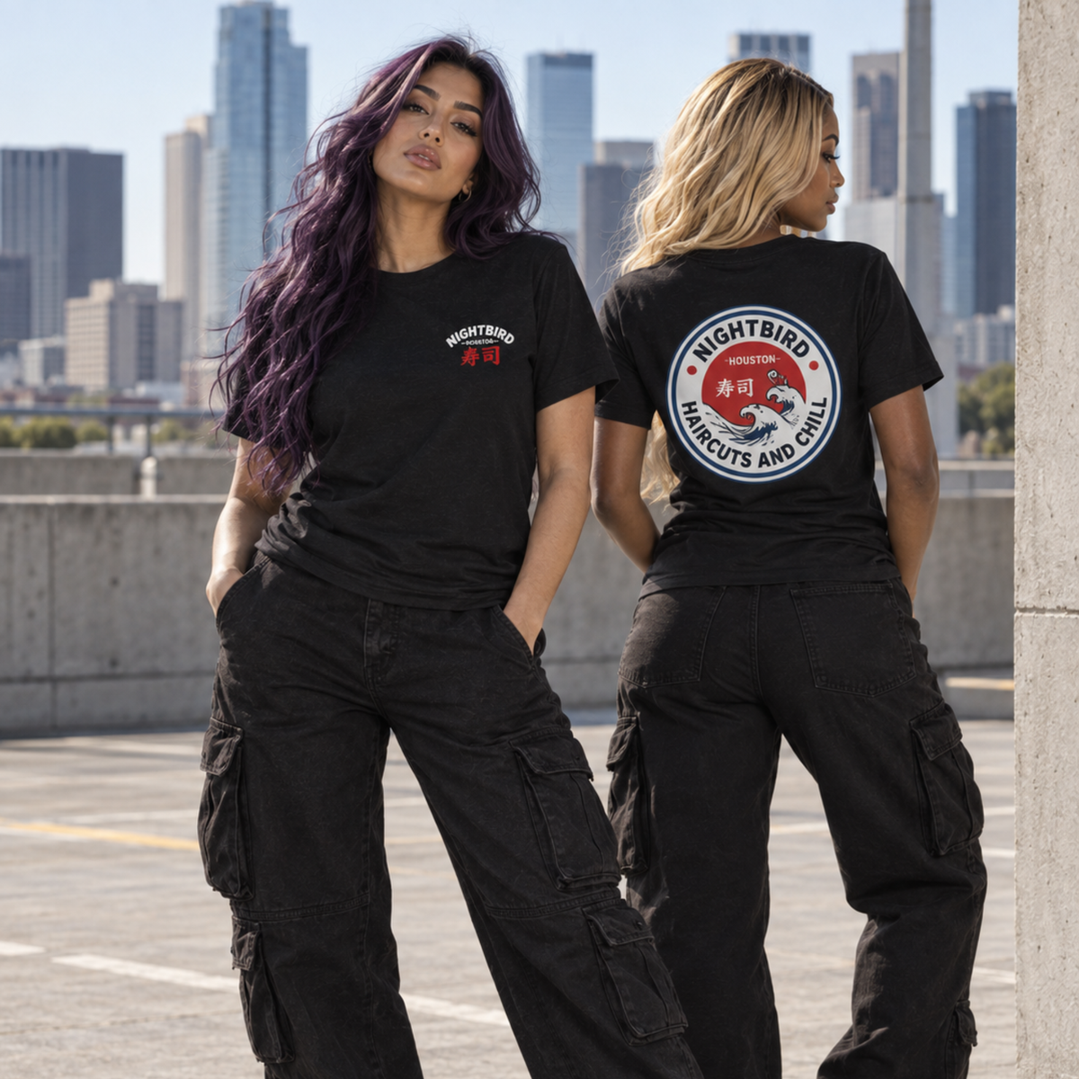 The Nightbird Haircuts & Chill Tee - Black