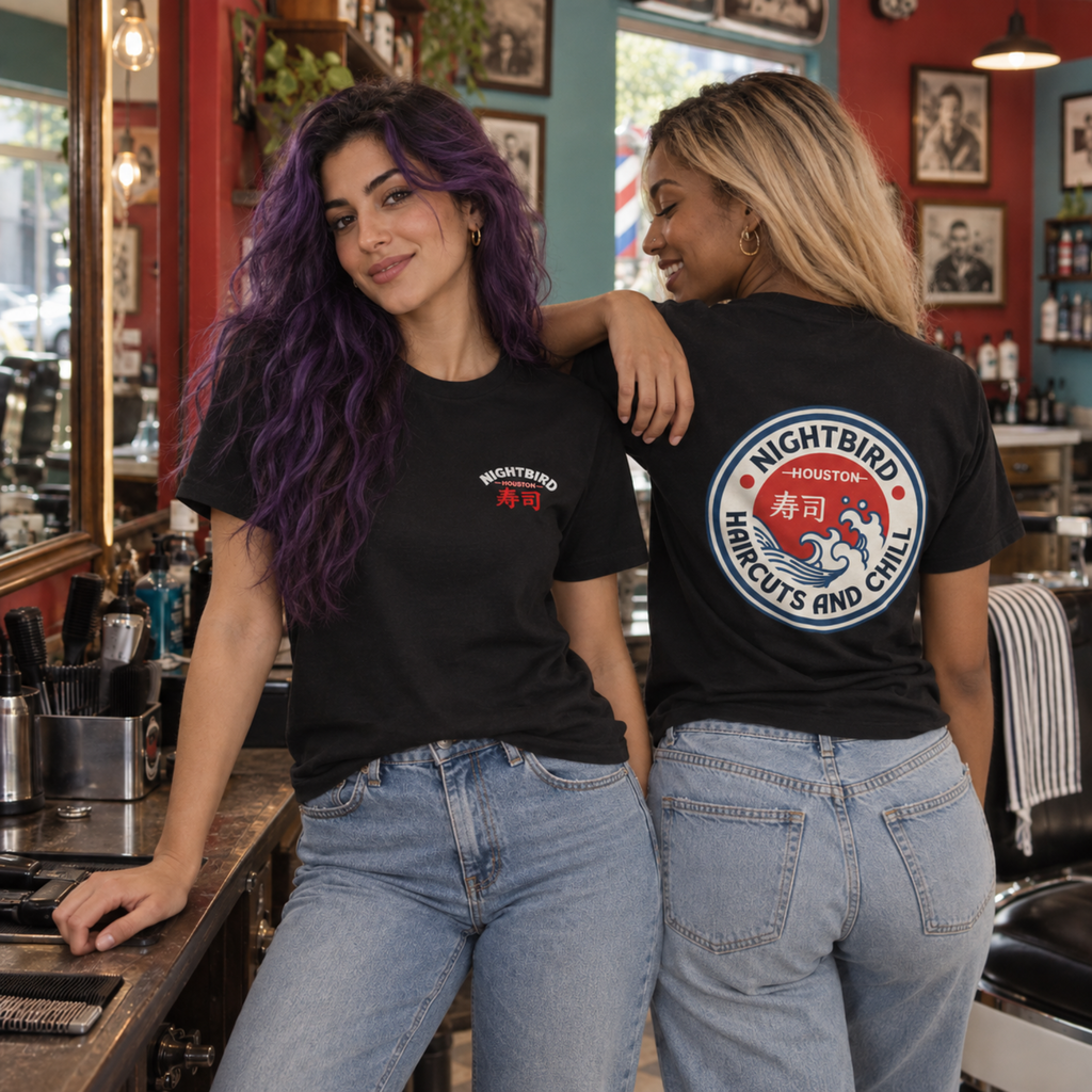 The Nightbird Haircuts & Chill Tee - Black