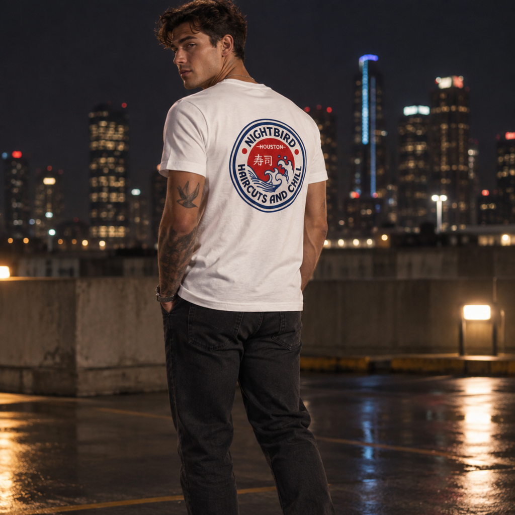 The Nightbird Haircuts & Chill Tee - White