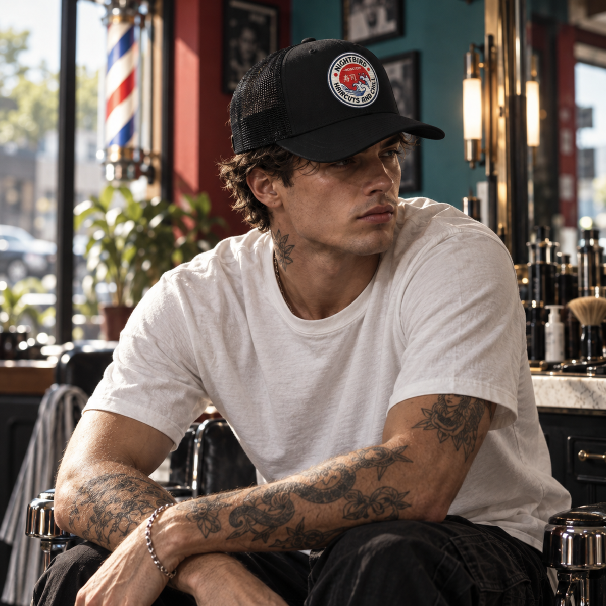 The Nightbird Haircuts & Chill Trucker Cap