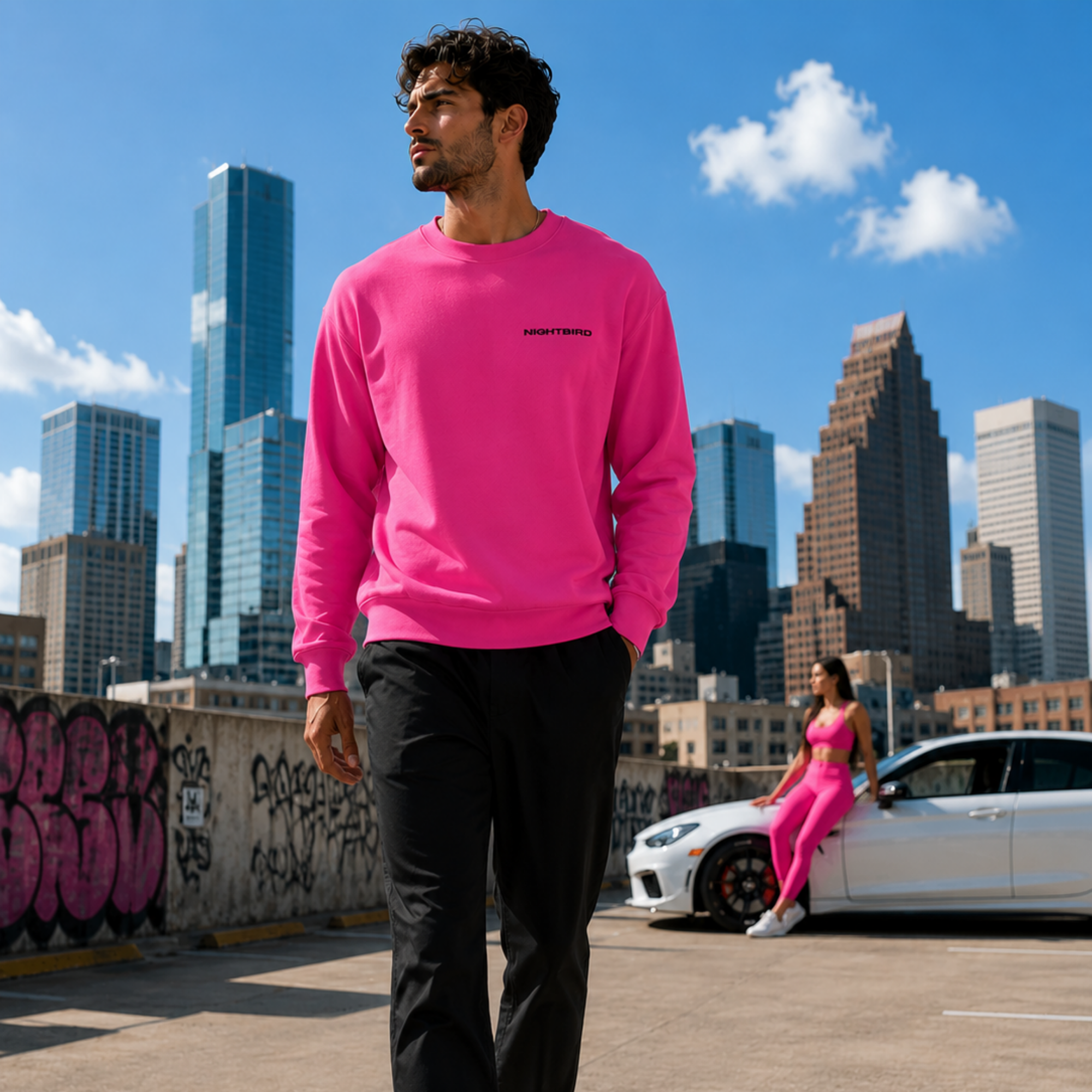Crewneck in Voltage Pink