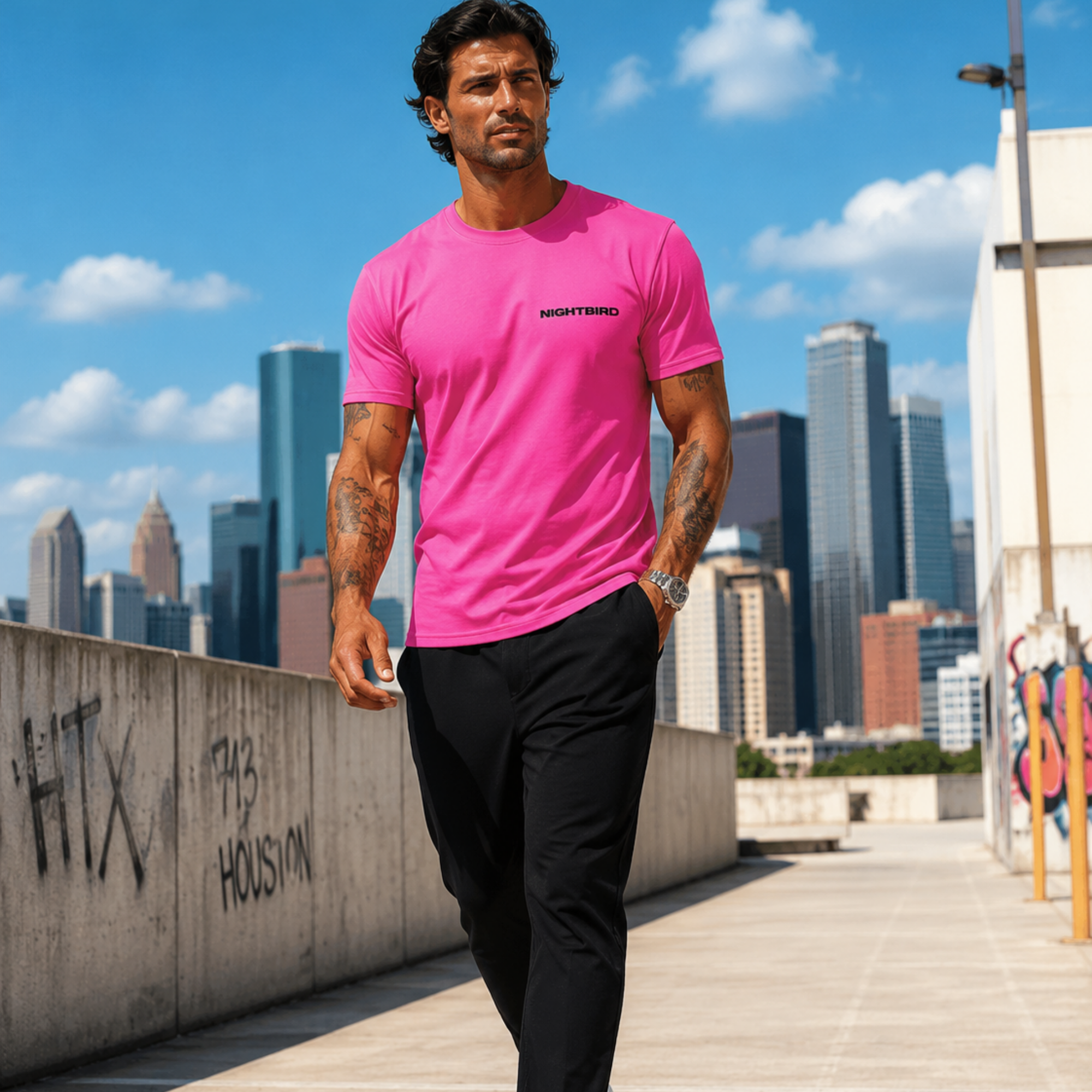 Nightbird Tee in Voltage Pink