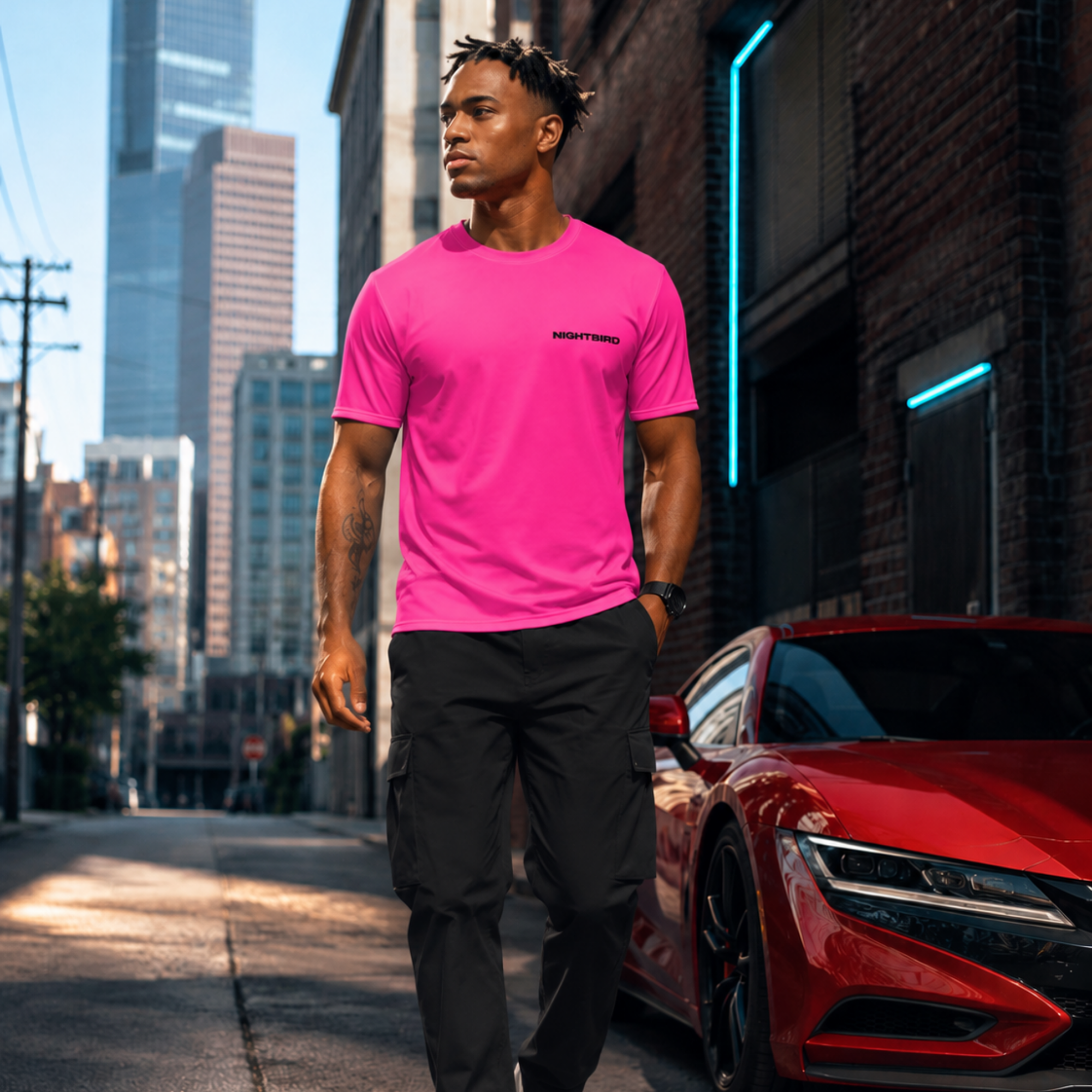 Nightbird Tee in Voltage Pink