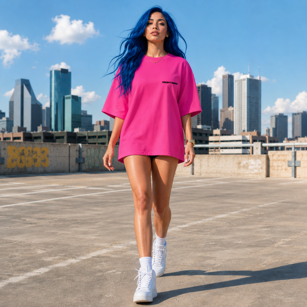 Oversized Tee in Voltage Pink