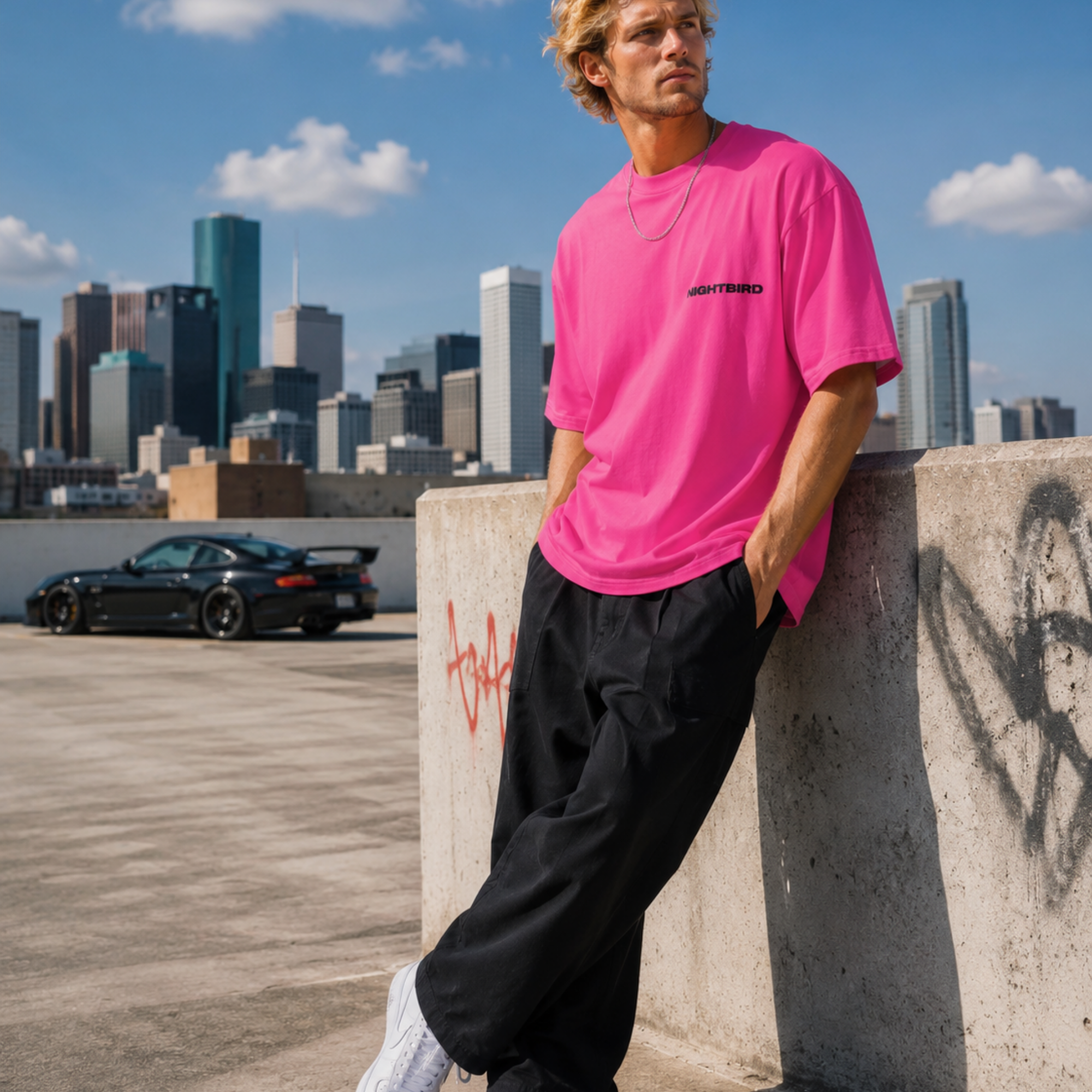 Oversized Tee in Voltage Pink