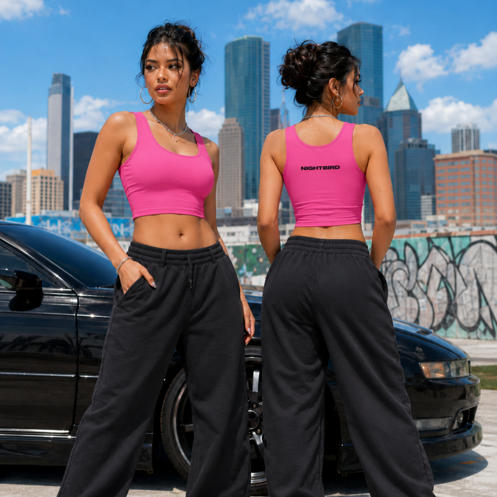 Cropped Tank in Voltage Pink
