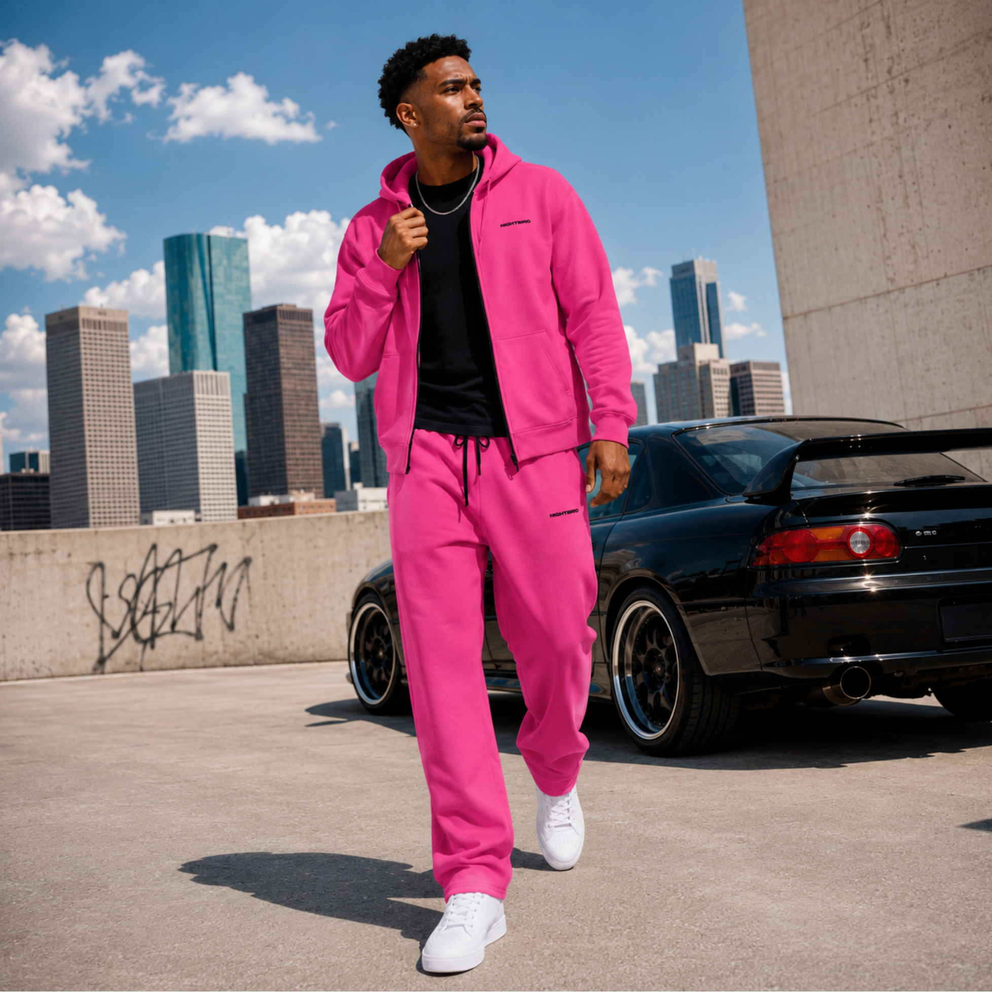 Zip Hoodie in Voltage Pink