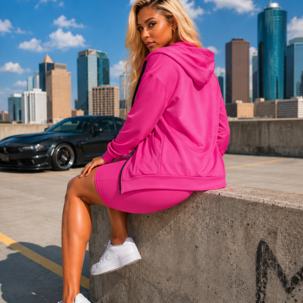 Zip Hoodie in Voltage Pink